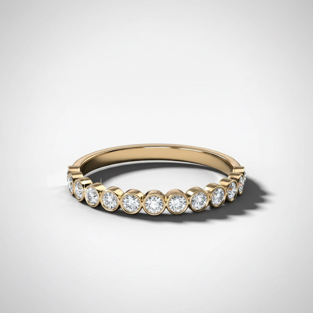 Donna Bezel Set Round Half Eternity Diamond Ring