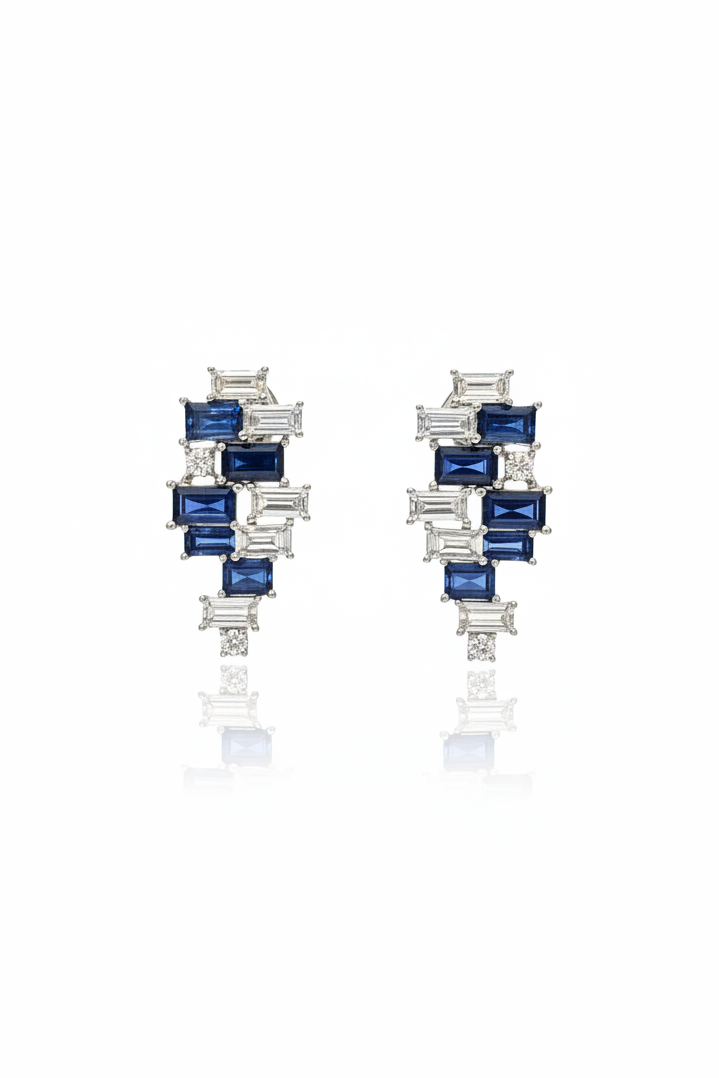 Blue Sapphire and Diamond Earrings