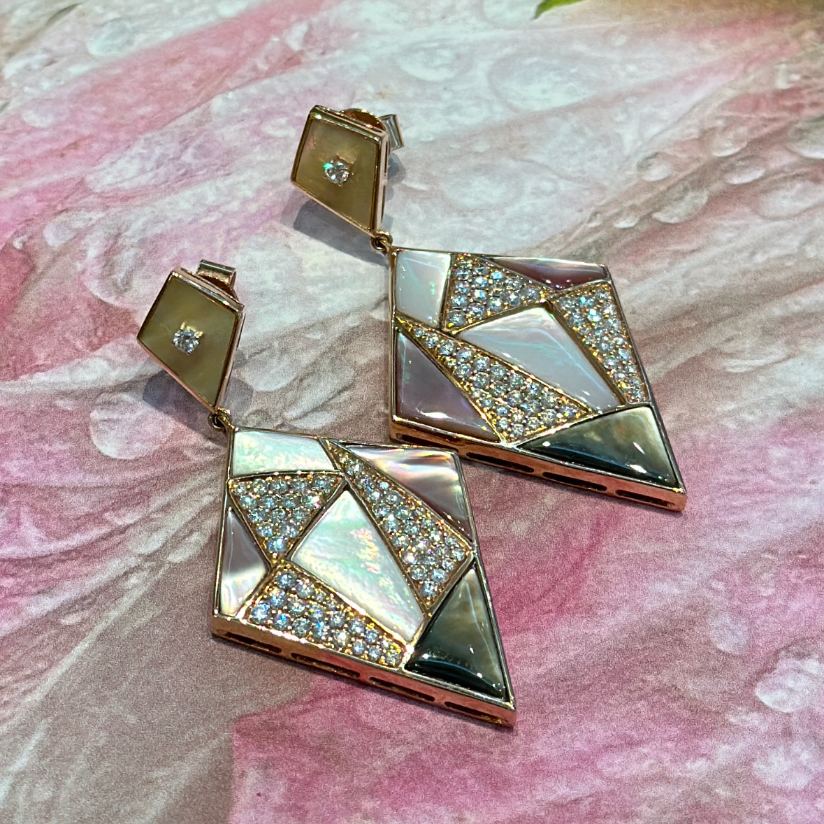 Georgina Mosaic Diamond and Mother-of-Pearl Earrings