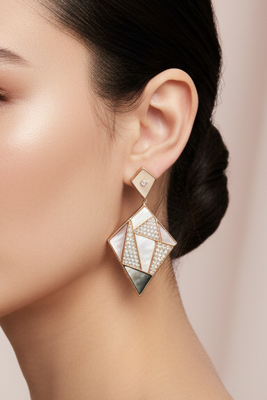 Georgina Mosaic Diamond and Mother-of-Pearl Earrings