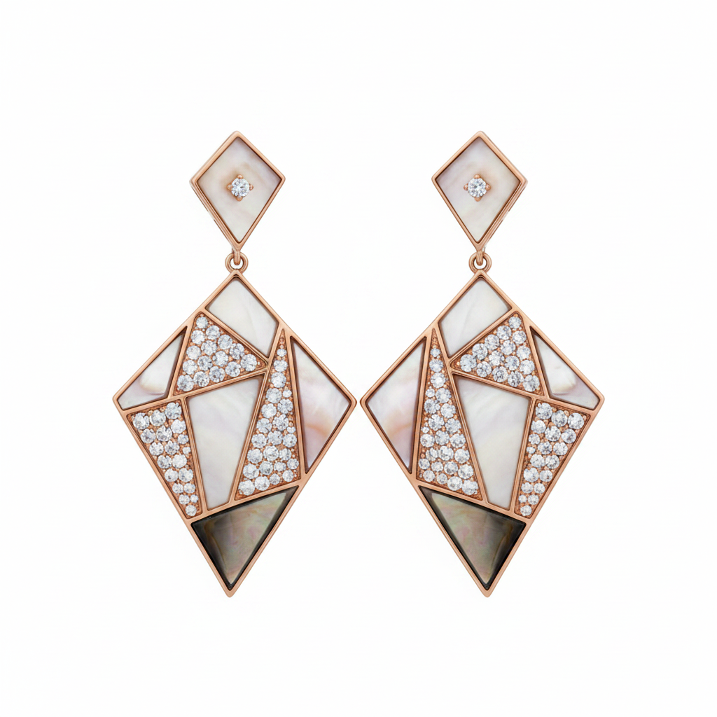 Georgina Mosaic Diamond and Mother-of-Pearl Earrings