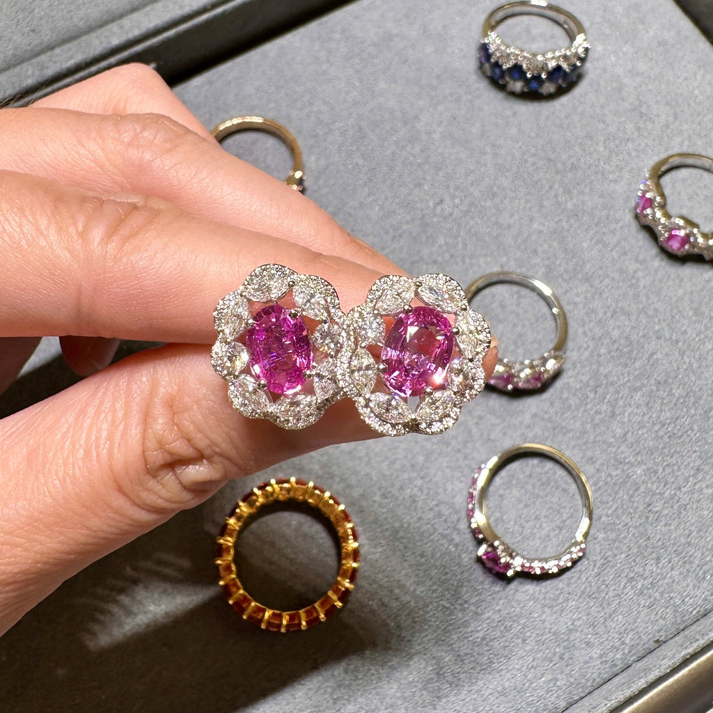 The Herritage- Pink Sapphire and Diamond Earrings