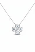 Fortuna Clover Heart Shaped Diamond Necklace