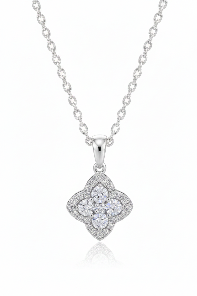 Fortuna Clover Halo Diamond Necklace
