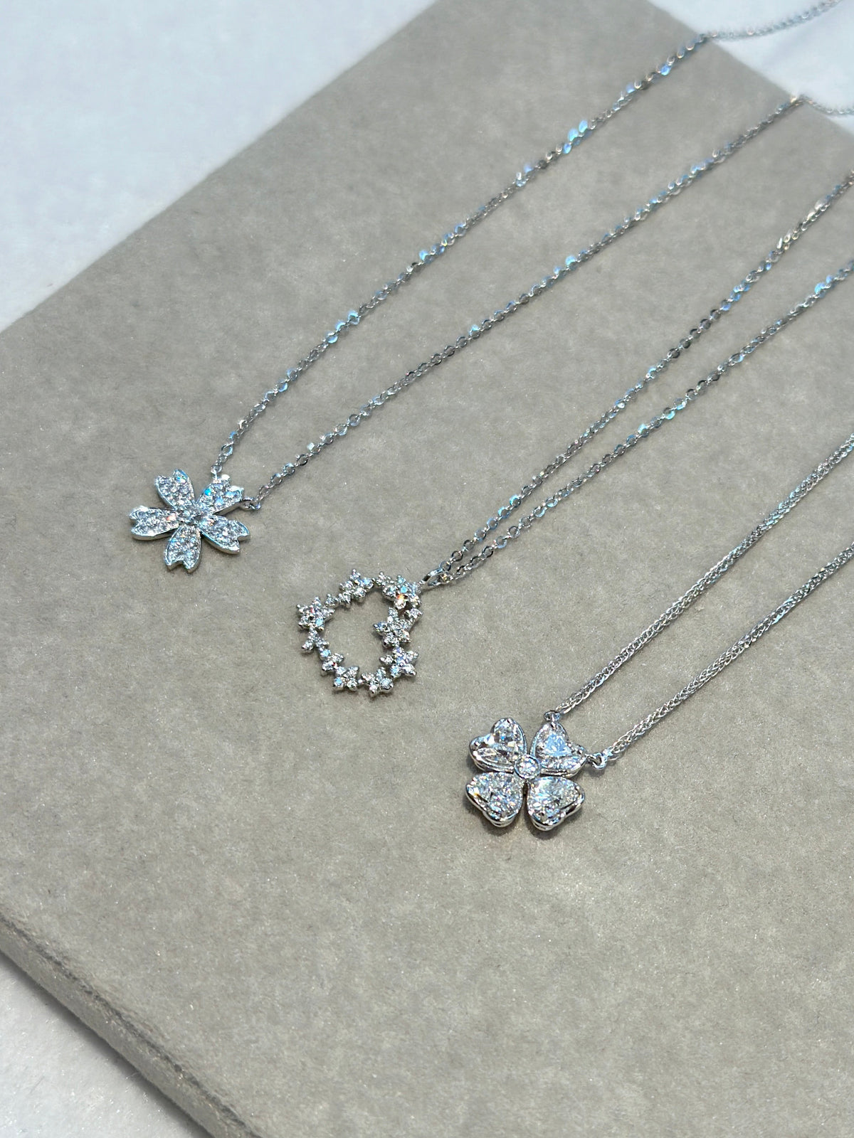 Fortuna Clover Heart Shaped Diamond Necklace