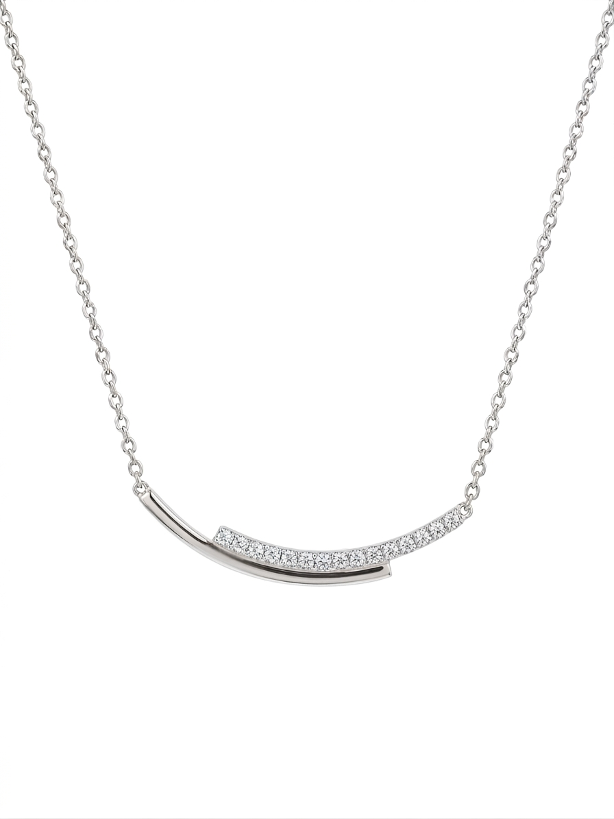 Thea Curved Bar Diamond Necklace