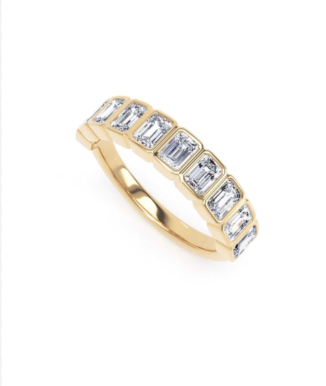 Donna Bezel Set Emerald Cut Half Eternity Diamond Ring