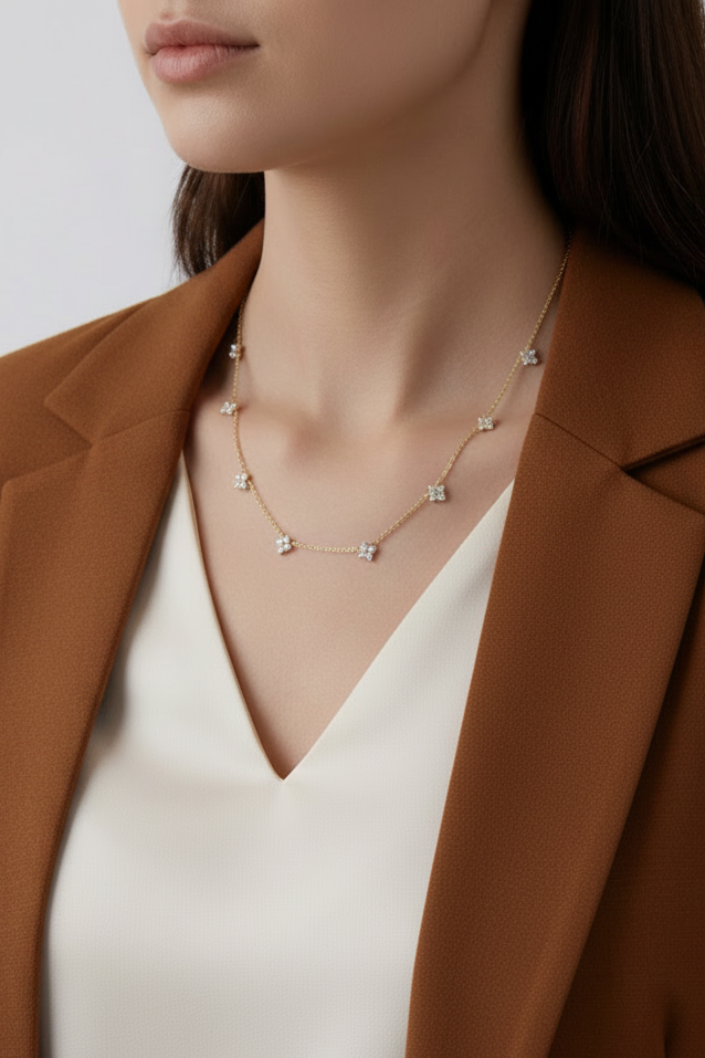 Fortuna Clover Petite Diamond Necklace