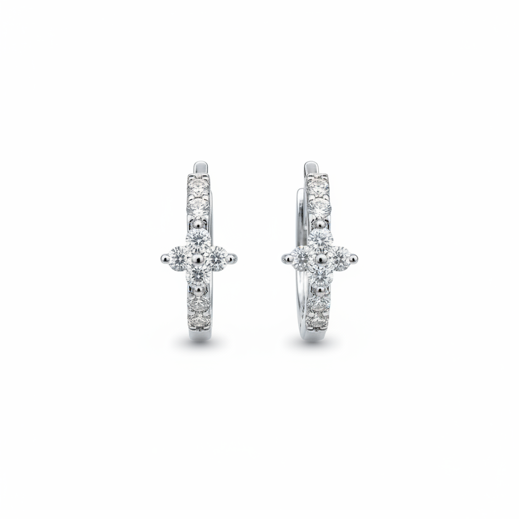 Fortuna Clover Diamond Hoops