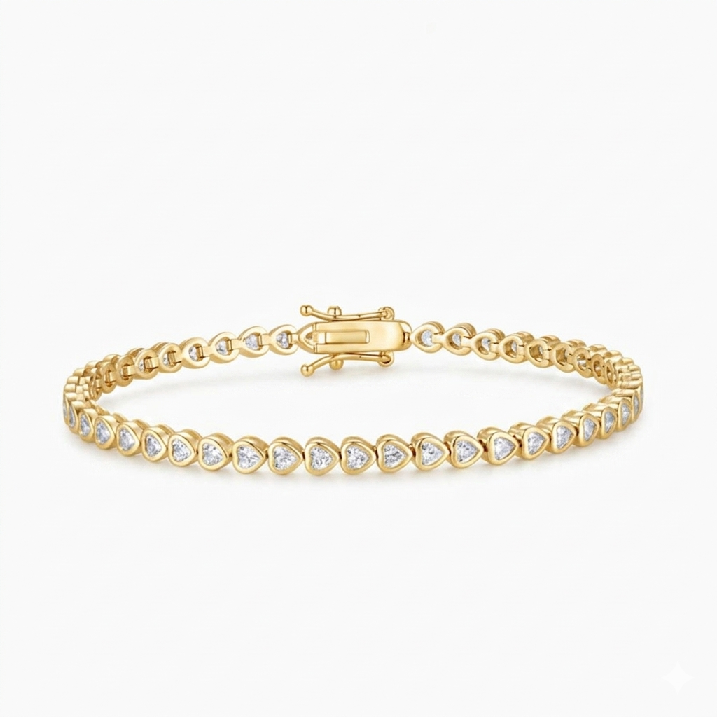 Donna Bezel Set  Heart Shaped Diamond Bracelet