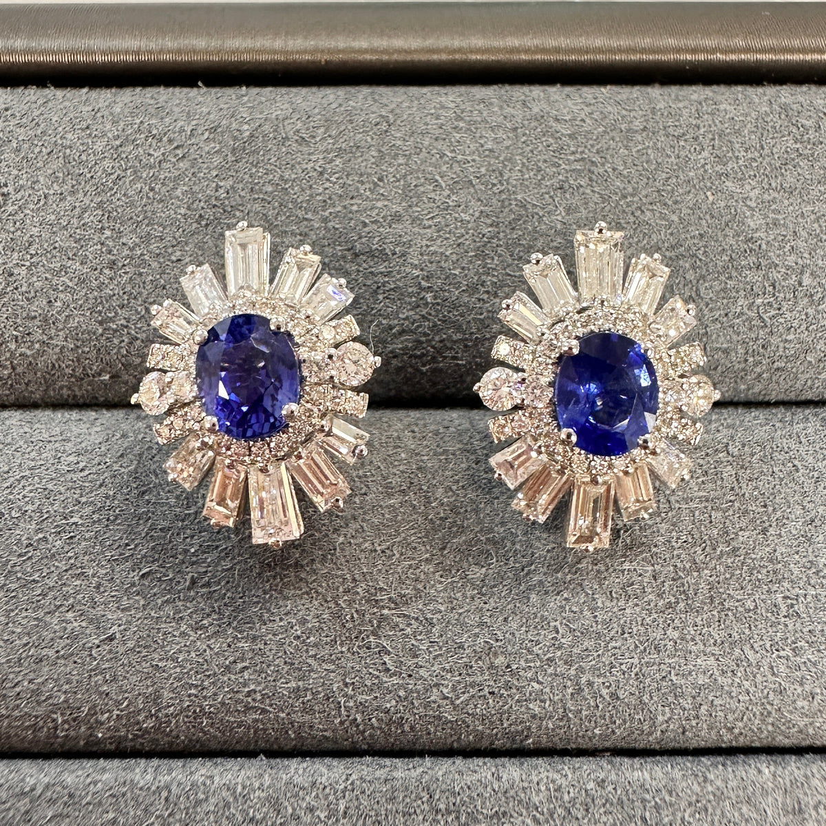 The Herritage- Blue Sapphire and Diamond Earrings