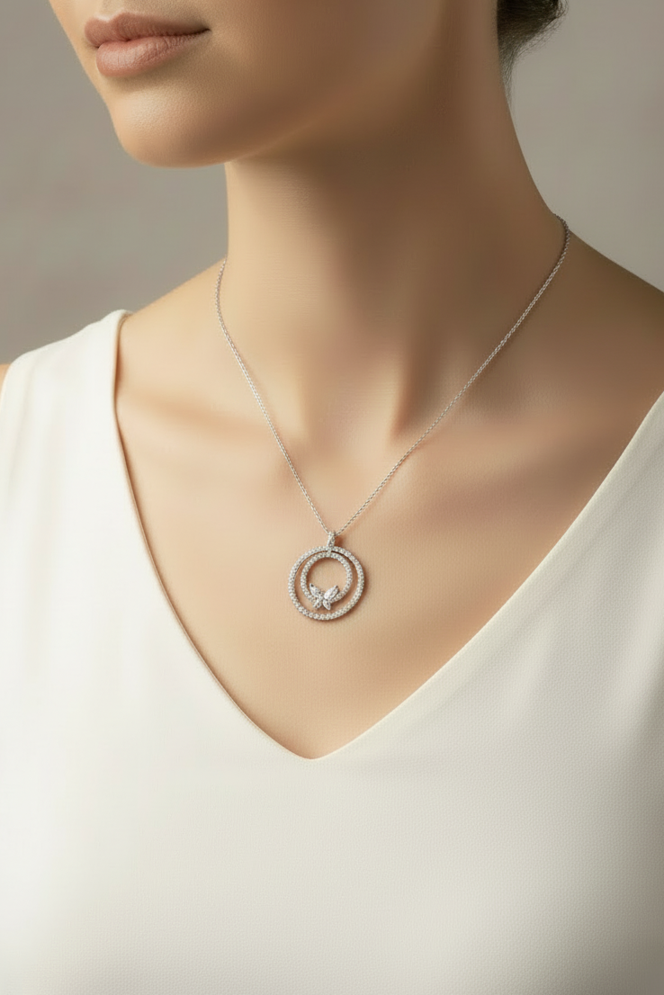 Gardenia Butterfly Diamond Necklace- Luxury Edition