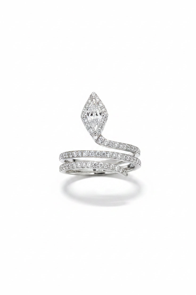 Cocktail Coil Ring with Kite Shaped Diamond