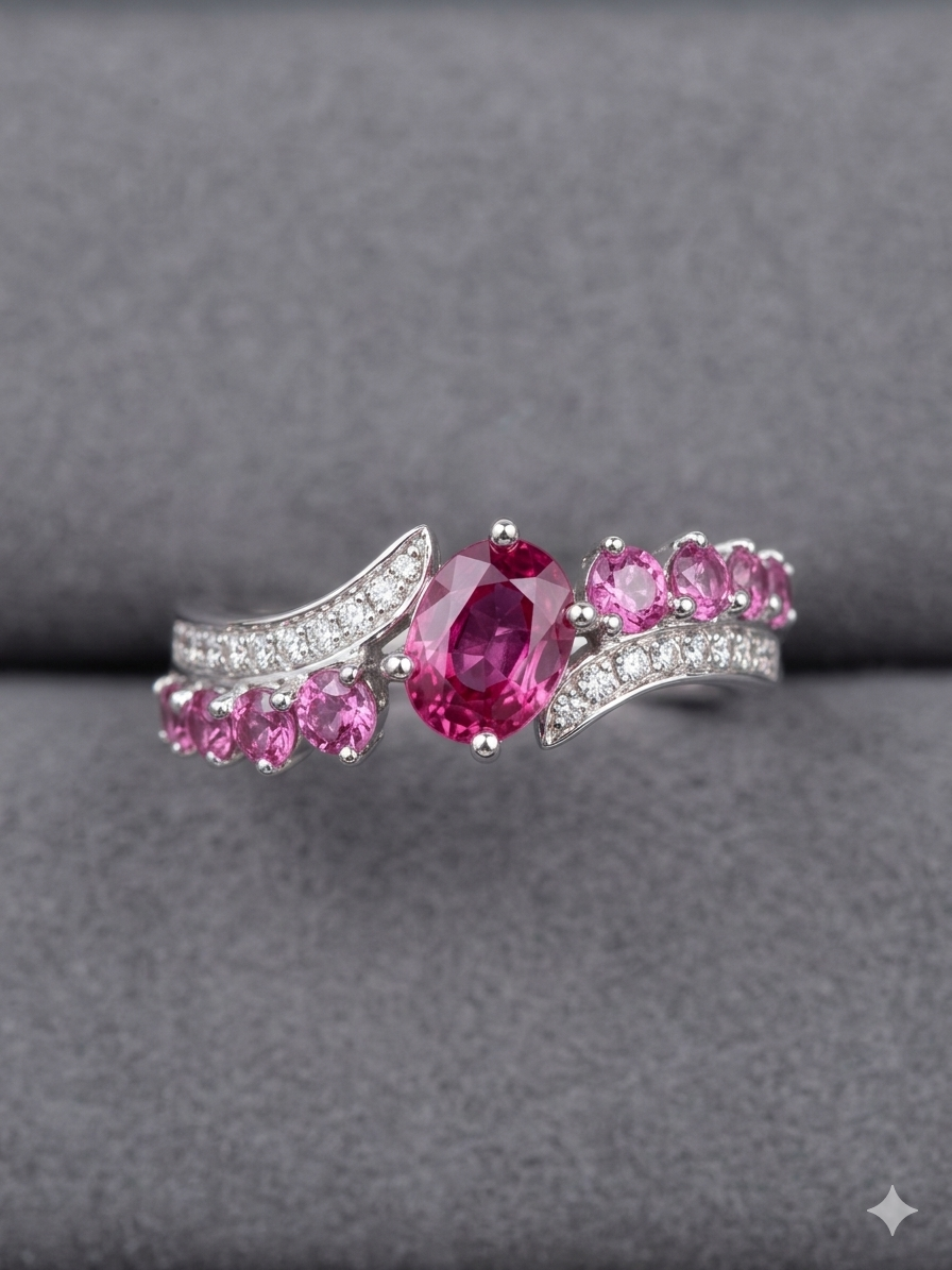 Aris Pink Sapphire and Diamond Ring
