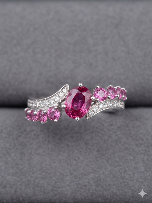 Aris Pink Sapphire and Diamond Ring