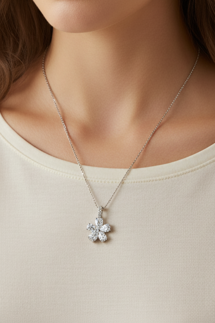 Aura Bloom Pear Shaped Diamond Necklace