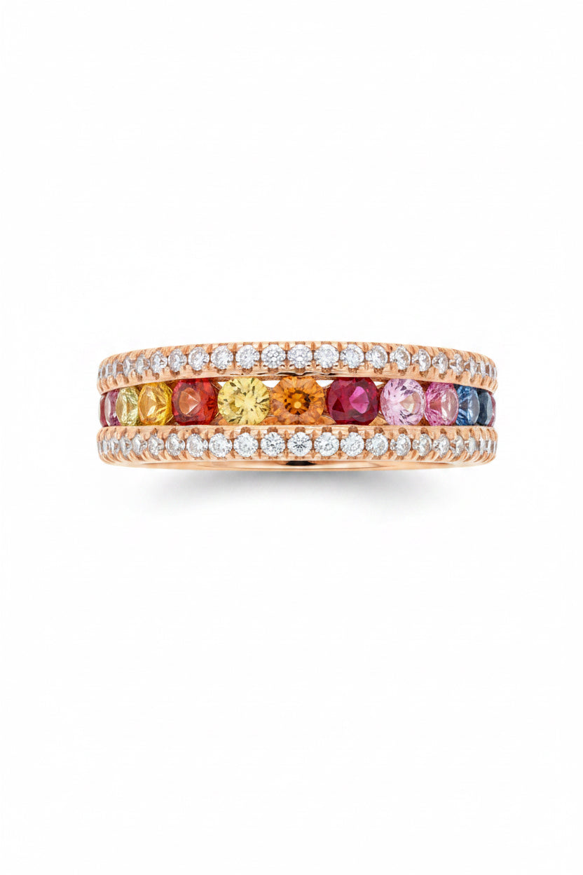 Palette Round Sapphire and Diamond Ring