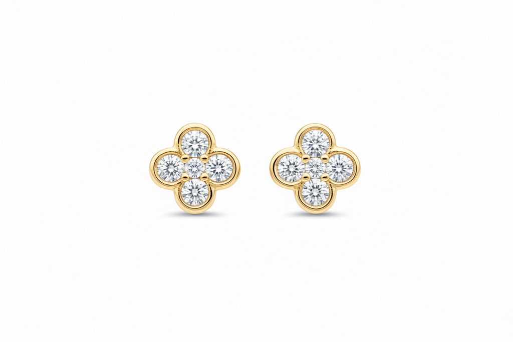 Fortuna Clover Petite Diamond Earrings