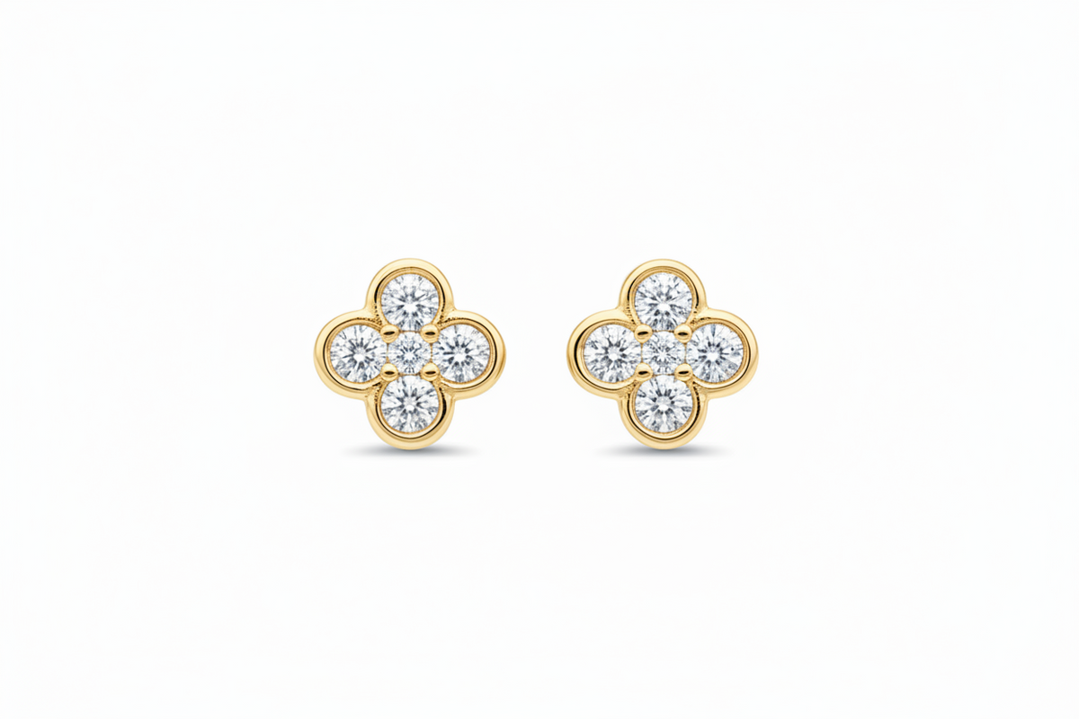 Fortuna Clover Petite Diamond Earrings