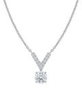 Aris V-shaped Solitaire Diamond Necklace