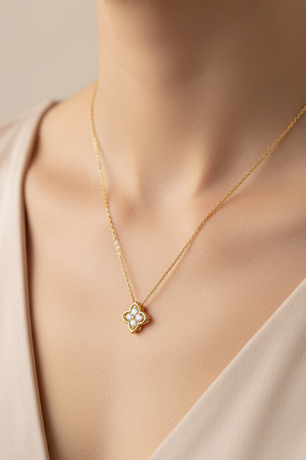 Fortuna Clover Diamond Necklace
