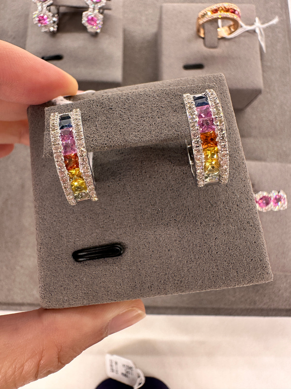 Palette Sapphire and Diamond Hoop Earrings