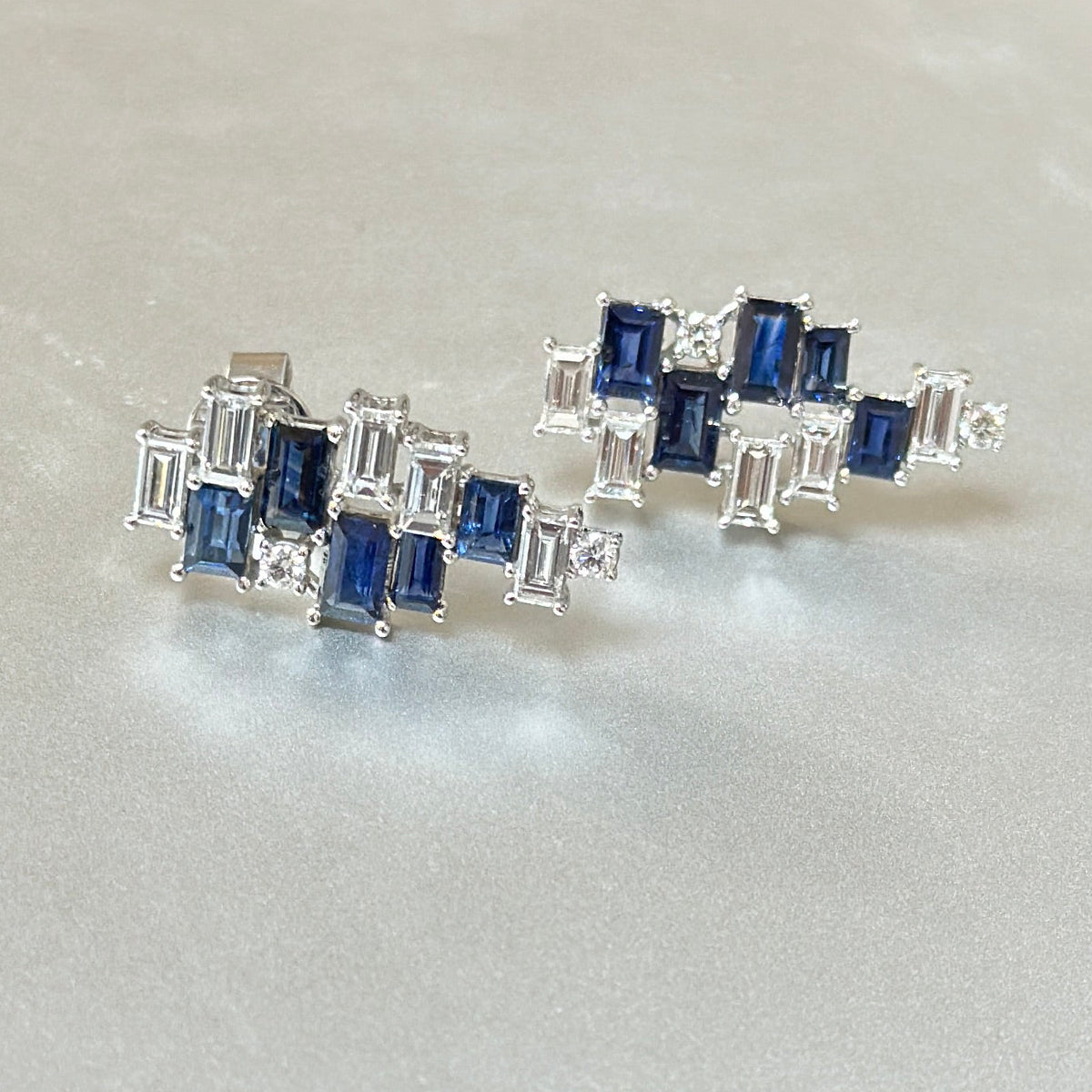 Blue Sapphire and Diamond Earrings