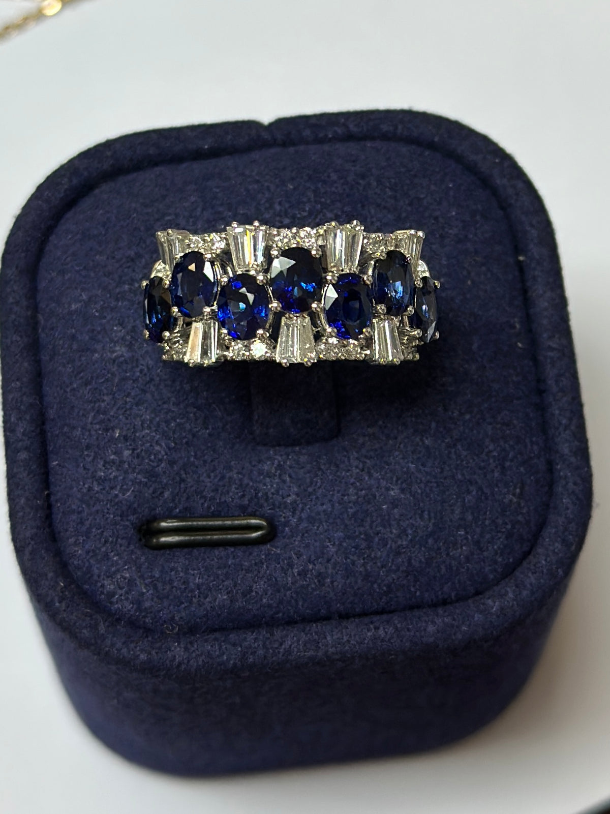 Blue Sapphire and Diamond Ring