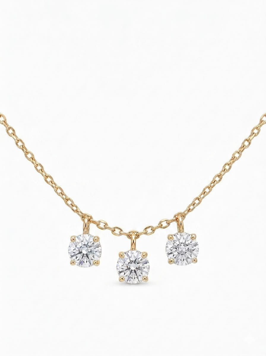 Celestial Petite Diamond Necklace with 3 diamonds