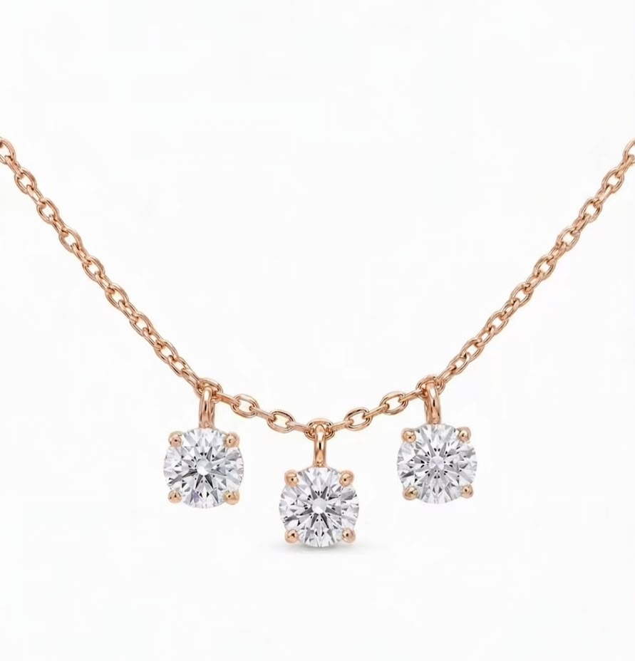 Celestial Petite Diamond Necklace with 3 diamonds