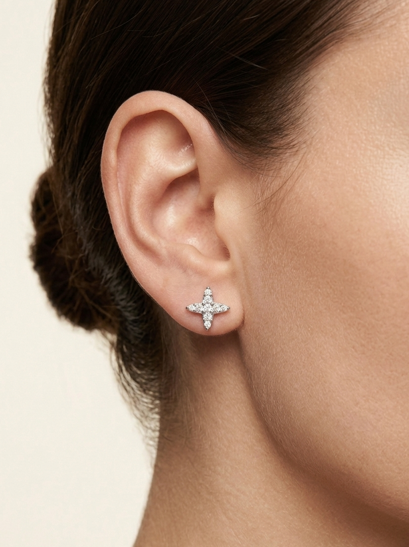 Fortuna Clover Small Diamond Earrings