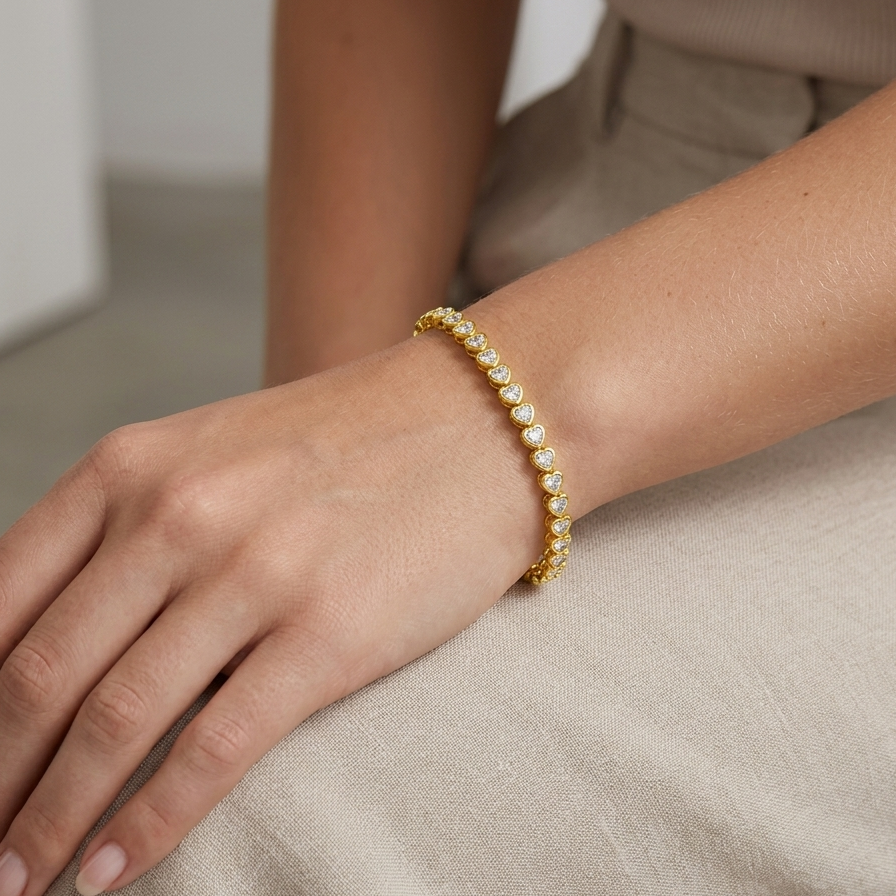 Donna Bezel Set  Heart Shaped Diamond Bracelet