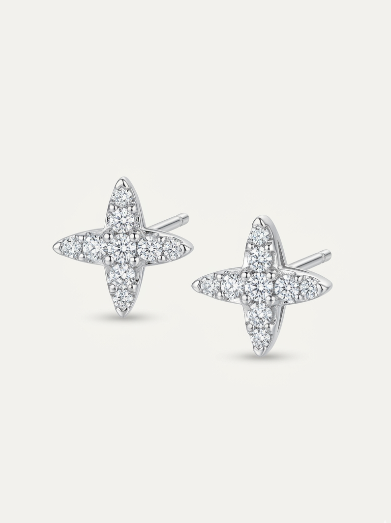 Fortuna Clover Small Diamond Earrings