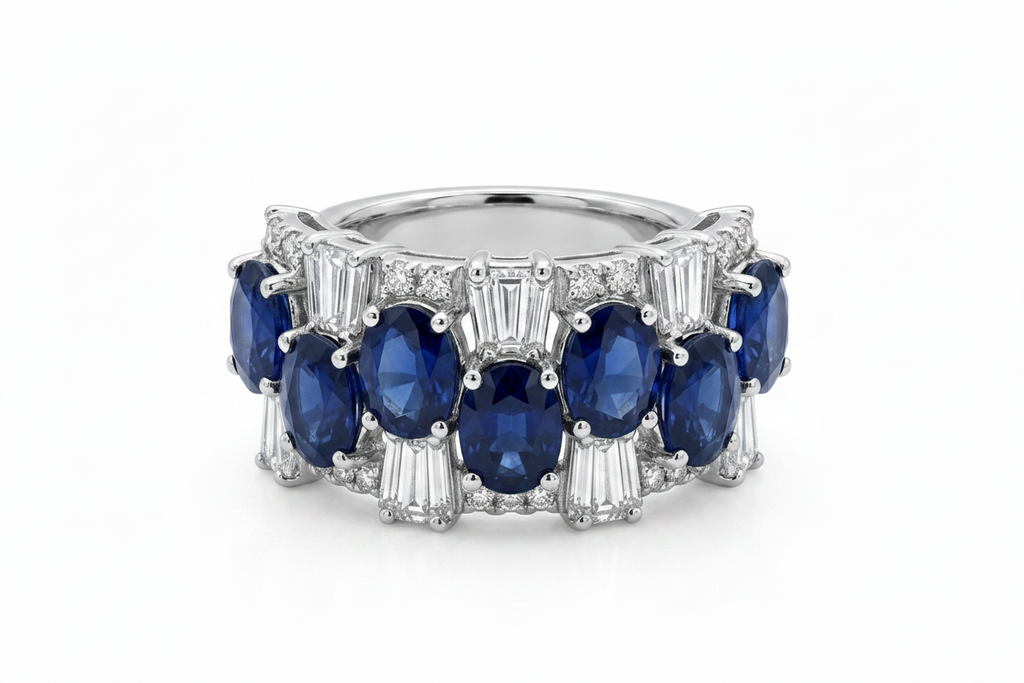 Blue Sapphire and Diamond Ring