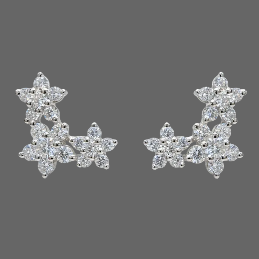 Aura Bloom Trinity Diamond Earrings — centred square product image