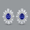 The Herritage- Blue Sapphire and Diamond Earrings — centred square product image
