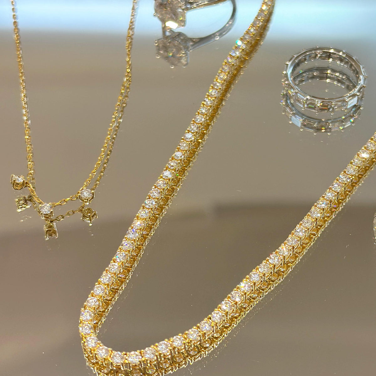 Celestial Petite Diamond Necklace with 3 diamonds