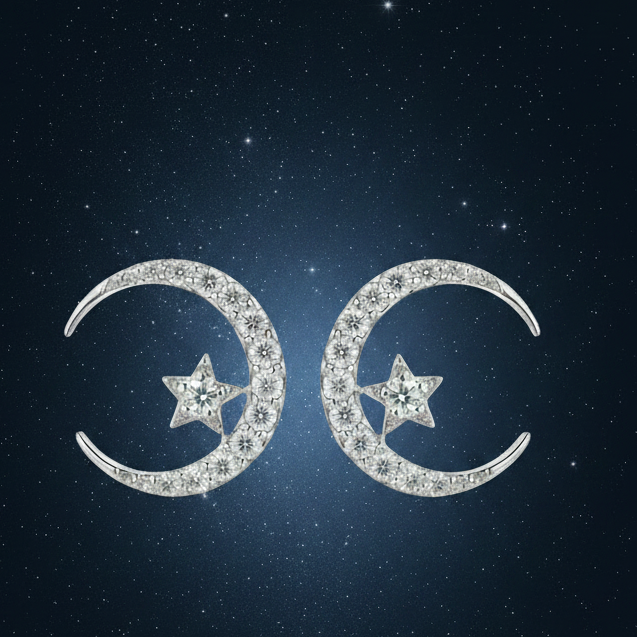 Celestial Moonlight Diamond Earrings — centred square product image