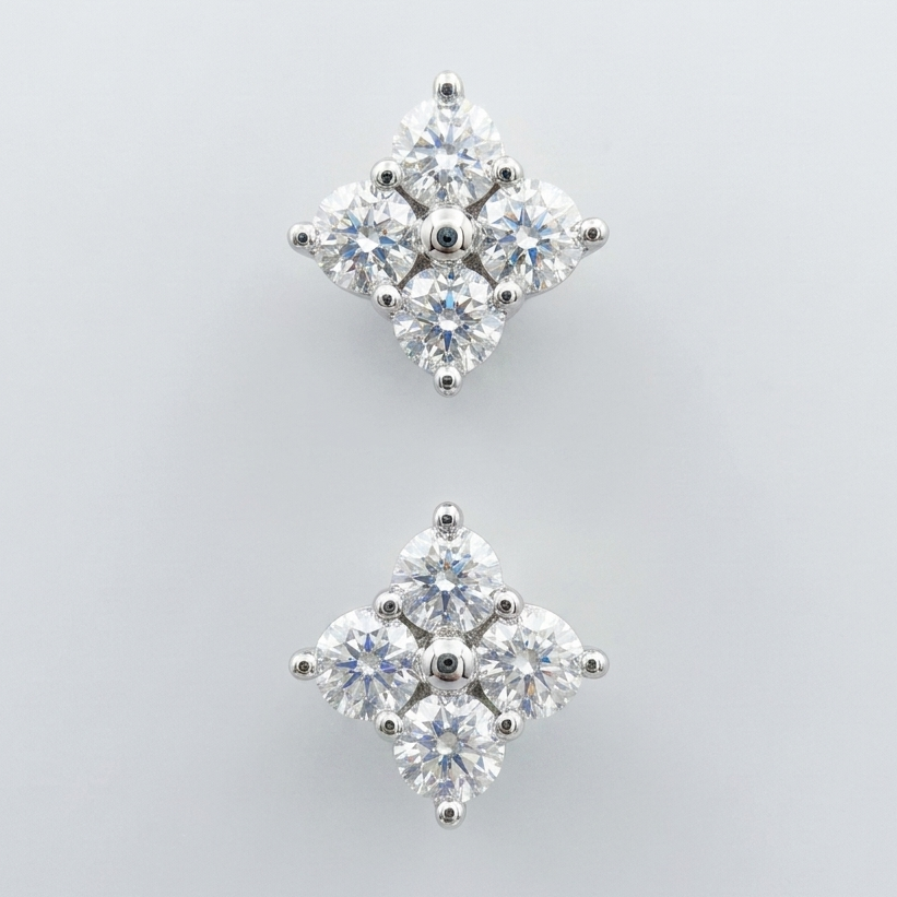 Fortuna Clover Diamond Earrings — centred square product image
