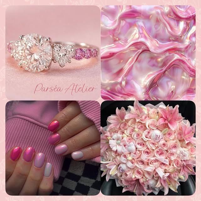 Parséa Atelier romantic pink jewellery moodboard